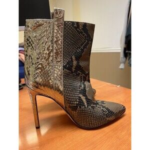 Paris Texas Metallic Snakeskin-Embossed Leather Booties sz 6.5